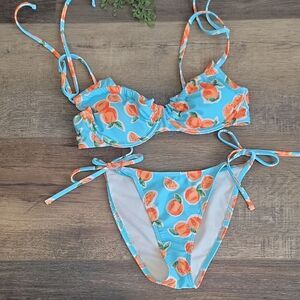 Wild Fable Peach Print Bikini Set Womens Size XXS